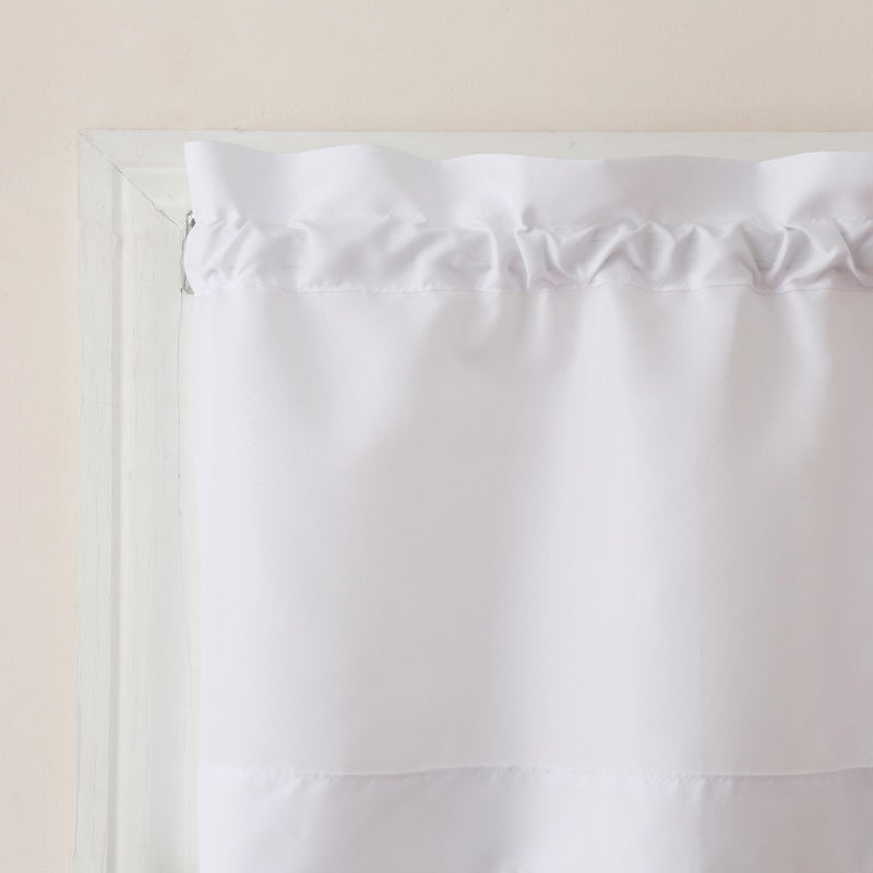 No. 918 Martine Microfiber Semi-Sheer Rod Pocket Kitchen Curtain Valance and Tiers Set, 54" x 24", White, Set of 3 (1 Pack) - Image 2